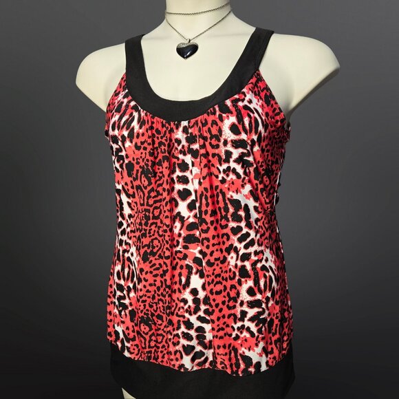 Y2K Leopard Print Long Top Size M Neon Orange Black Trashy Mcbling Scene Gyaru - Picture 5 of 8